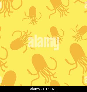 Vector Octopus pattern. Yellow and gold Stock Vector