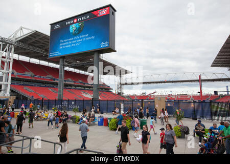 TORONTO - SEPTEMBER 1, 2016: BMO Field entrance in Toronto. The open-air structure can seat over 21,000 spectators. Stock Photo