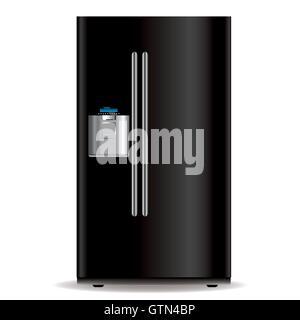 Vector fridge black design isolated on white background Stock Vector