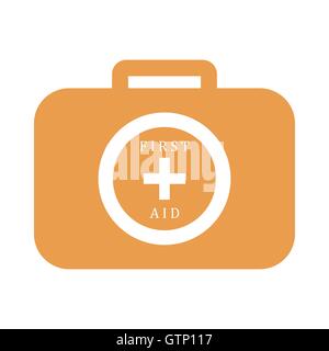 Stylized icon of a colored first aid kit on a white background Stock Vector