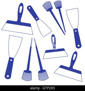Nice picture of  colored brushes and spatulas on a white background Stock Vector