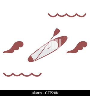 Stylized icon of a colored stand up paddling on a white background Stock Vector