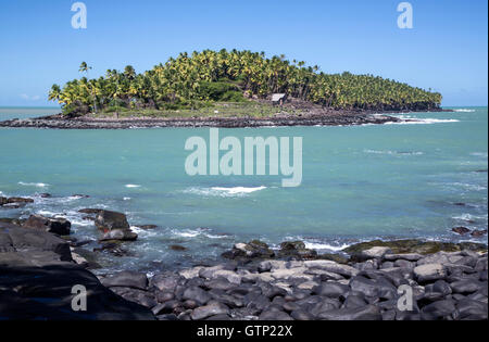 view of Devils Island from Isle Royale, French Guiana Stock Photo