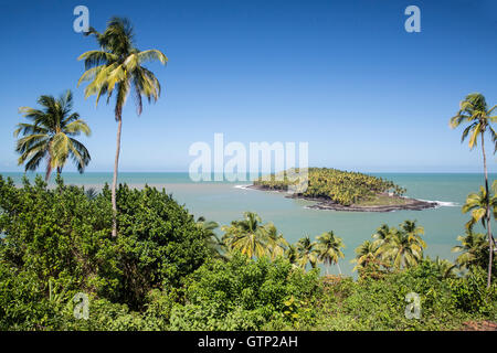 view of Devils Island from Isle Royale, French Guiana Stock Photo