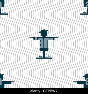 Scarecrow icon sign. Seamless pattern with geometric texture. Vector Stock Vector