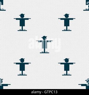 Scarecrow icon sign. Seamless pattern with geometric texture. Vector Stock Vector