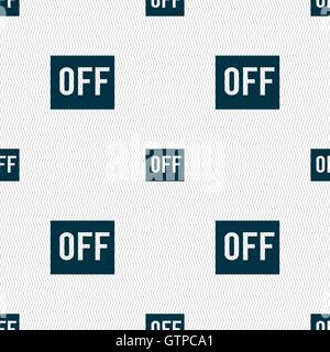 OFF icon sign. Seamless pattern with geometric texture. Vector Stock Vector