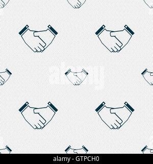 Handshake icon sign. Seamless pattern with geometric texture. Vector Stock Vector