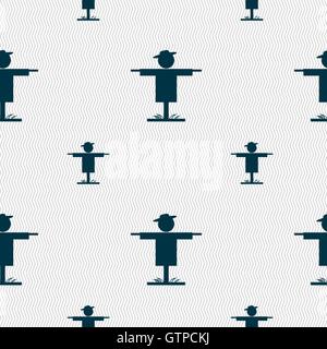 Scarecrow icon sign. Seamless pattern with geometric texture. Vector Stock Vector
