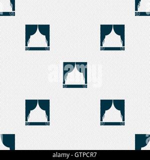 Window curtains icon sign. Seamless pattern with geometric texture. Vector Stock Vector