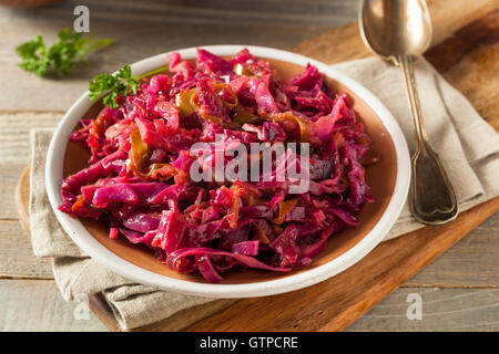 Homemade Red Cabbage and Apples Ready to Eat Stock Photo