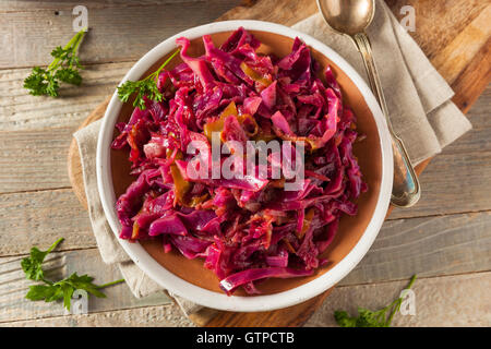 Homemade Red Cabbage and Apples Ready to Eat Stock Photo