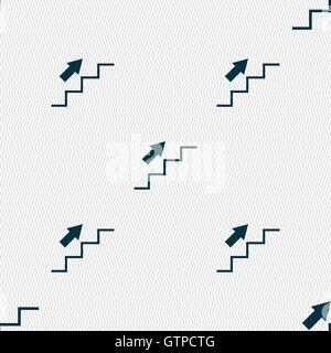 Stairs going up icon sign. Seamless pattern with geometric texture. Vector Stock Vector