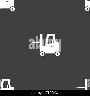 Forklift icon sign. Seamless pattern on a gray background. Vector Stock Vector