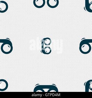 binoculars icon sign. Seamless pattern with geometric texture. Vector Stock Vector