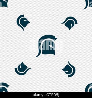 Spartan Helmet icon sign. Seamless pattern with geometric texture. Vector Stock Vector