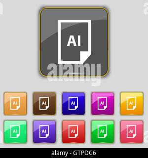 file AI icon sign. Set with eleven colored buttons for your site. Vector Stock Vector