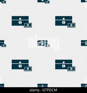 chest icon sign. Seamless pattern with geometric texture. Vector Stock Vector