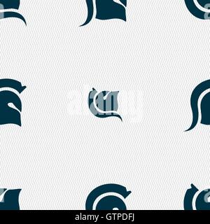 Spartan Helmet icon sign. Seamless pattern with geometric texture. Vector Stock Vector