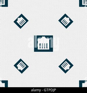 Internet cable, RJ-45 icon sign. Seamless pattern with geometric texture. Vector Stock Vector