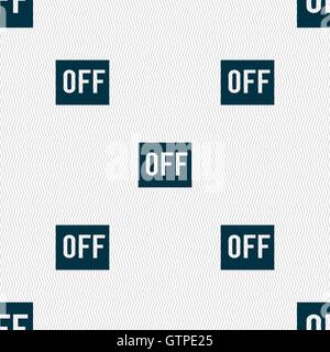 OFF icon sign. Seamless pattern with geometric texture. Vector Stock Vector