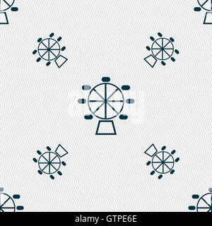 Ferris wheel icon sign. Seamless pattern with geometric texture. Vector Stock Vector