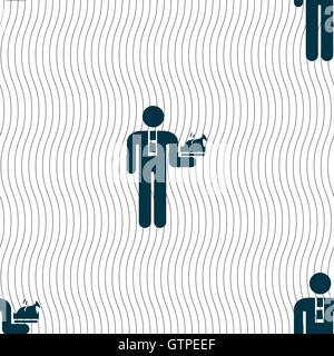 Waiter icon sign. Seamless pattern with geometric texture. Vector Stock Vector
