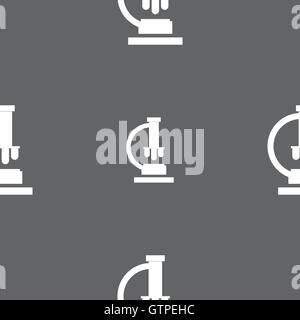 Microscope icon sign. Seamless pattern on a gray background. Vector Stock Vector