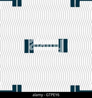 Dumbbell icon sign. Seamless pattern with geometric texture. Vector Stock Vector