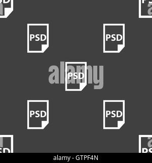 PSD Icon sign. Seamless pattern on a gray background. Vector Stock Vector