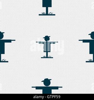 Scarecrow icon sign. Seamless pattern with geometric texture. Vector Stock Vector