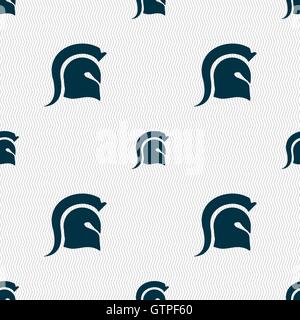 Spartan Helmet icon sign. Seamless pattern with geometric texture. Vector Stock Vector