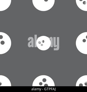 Bowling icon sign. Seamless pattern on a gray background. Vector Stock Vector