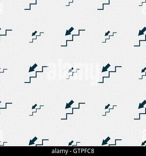 descent down icon sign. Seamless pattern with geometric texture. Vector Stock Vector