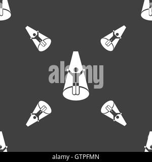 Spotlight icon sign. Seamless pattern on a gray background. Vector Stock Vector