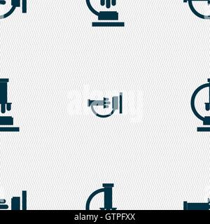Microscope icon sign. Seamless pattern with geometric texture. Vector Stock Vector