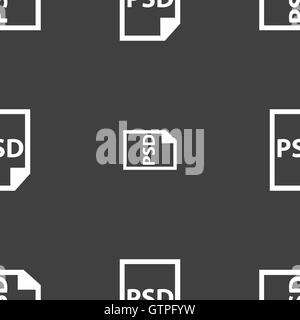 PSD Icon sign. Seamless pattern on a gray background. Vector Stock Vector