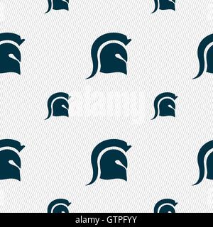 Spartan Helmet icon sign. Seamless pattern with geometric texture. Vector Stock Vector