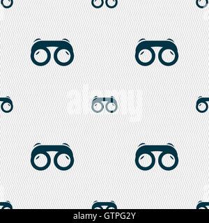 binoculars icon sign. Seamless pattern with geometric texture. Vector Stock Vector