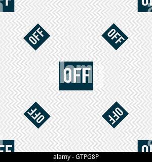 OFF icon sign. Seamless pattern with geometric texture. Vector Stock Vector