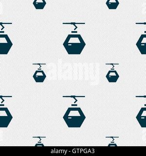 Cableway cabin icon sign. Seamless pattern with geometric texture. Vector Stock Vector