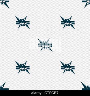Barbed wire icon. sign. Seamless pattern with geometric texture. Vector Stock Vector