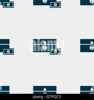 chest icon sign. Seamless pattern with geometric texture. Vector Stock Vector