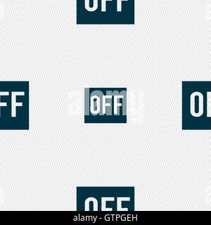 OFF icon sign. Seamless pattern with geometric texture. Vector Stock Vector