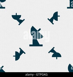 satellite dish icon sign. Seamless pattern with geometric texture. Vector Stock Vector