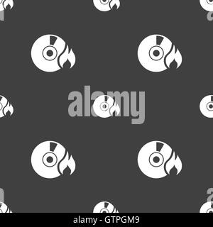CD icon sign. Seamless pattern on a gray background. Vector Stock Vector