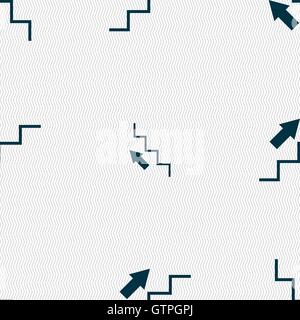 Stairs going up icon sign. Seamless pattern with geometric texture. Vector Stock Vector