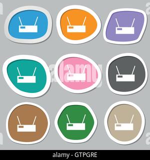 Wi-Fi Icon symbols. Multicolored paper stickers. Vector Stock Vector