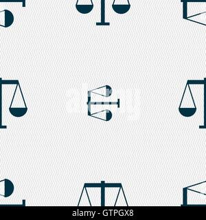 Scales of Justice icon sign. Seamless pattern with geometric texture. Vector Stock Vector