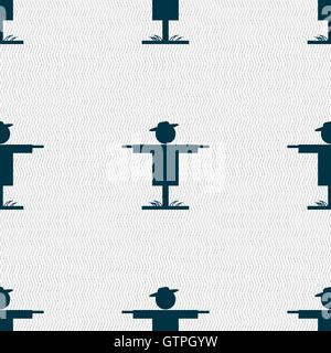 Scarecrow icon sign. Seamless pattern with geometric texture. Vector Stock Vector